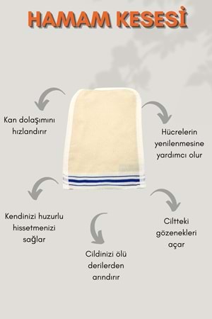 Krep Banyo Hamam Kesesi Krem 17x27 cm.