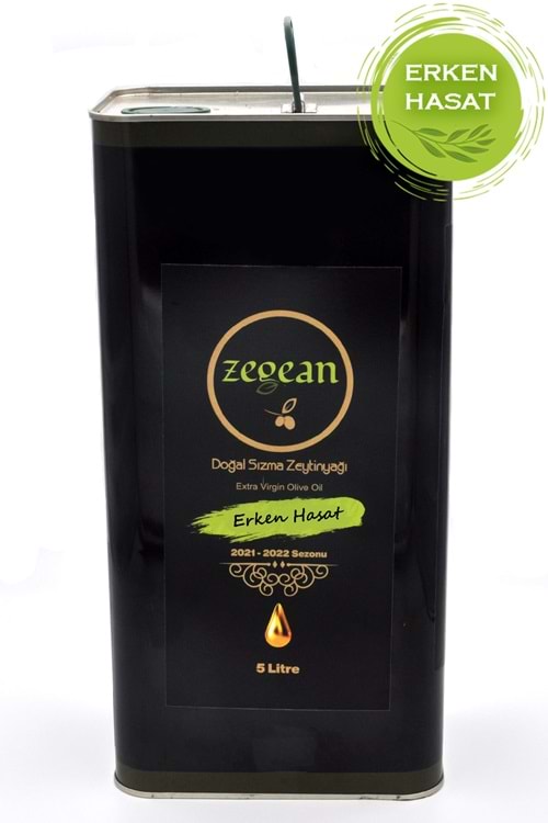 Taş Baskı Erken Hasat Soğuk Sıkım Doğal Zeytinyağ 5 L Teneke - Yeni Sezon